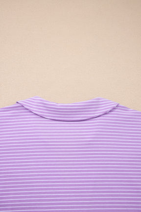 Let's Do This Purple Stripe Top And Shorts Set