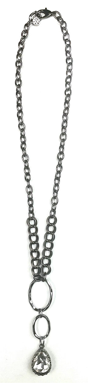 Clear Teardrop Pendant Necklace - N040CL