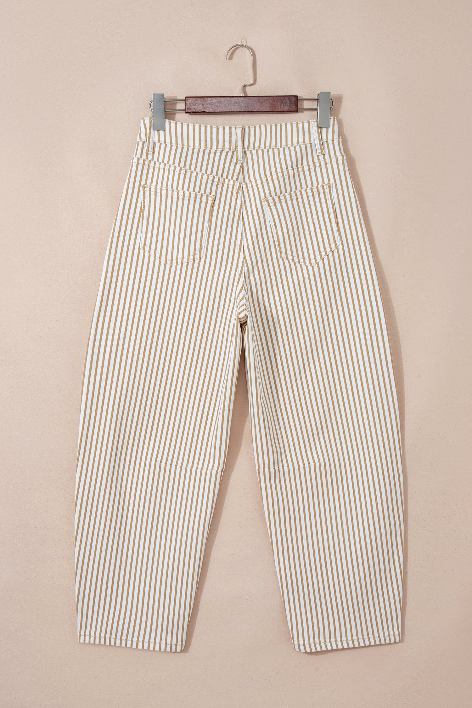 Just Feels Right Khaki Stripe Casual Barrel Jeans
