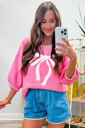 Bow My Gosh Pink Sweater