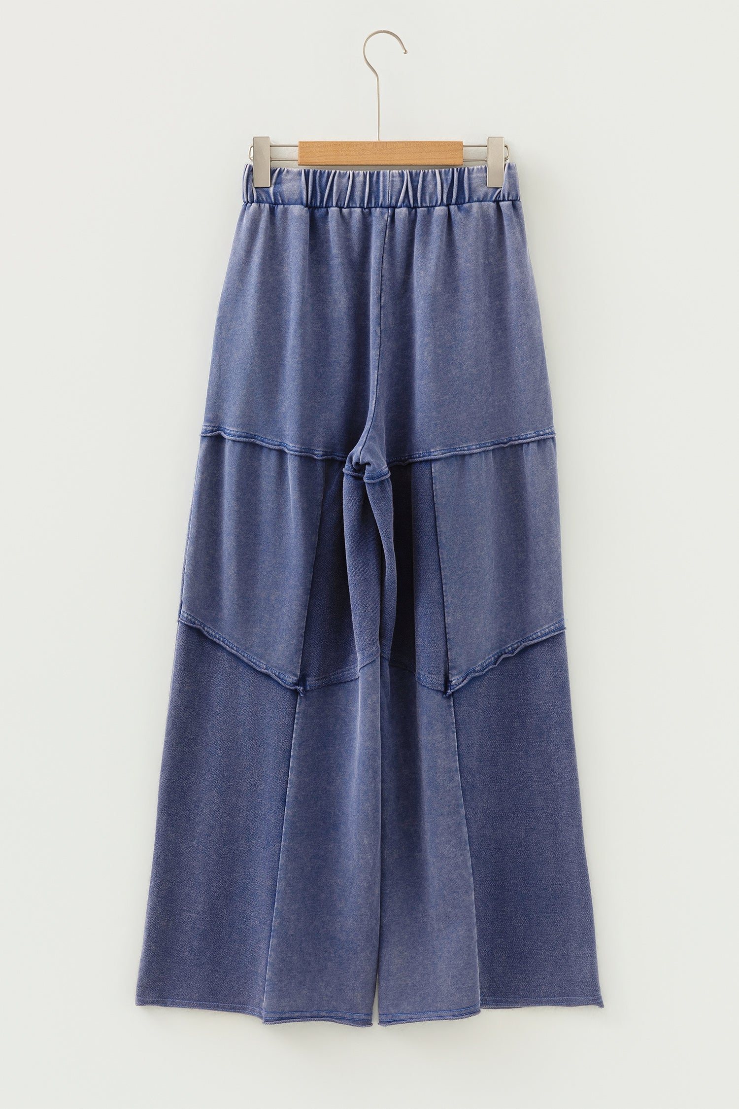 Everyday Comfort Wear Blue Mineral Wash Tiered Wide Leg Pants