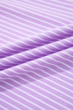 Let's Do This Purple Stripe Top And Shorts Set