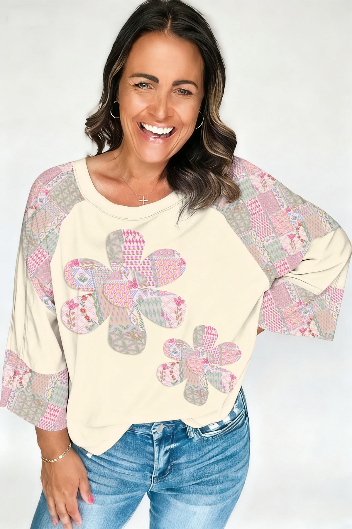 Day To Day Floral Patchwork Top