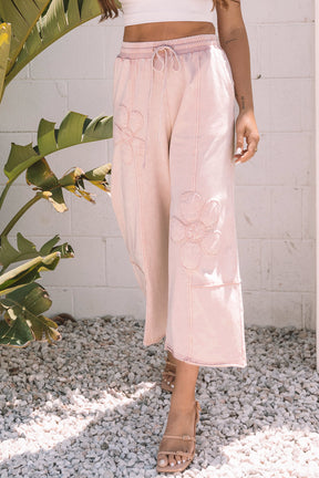 Boho Blooms Pink Flower Patch Mineral Washed Pants