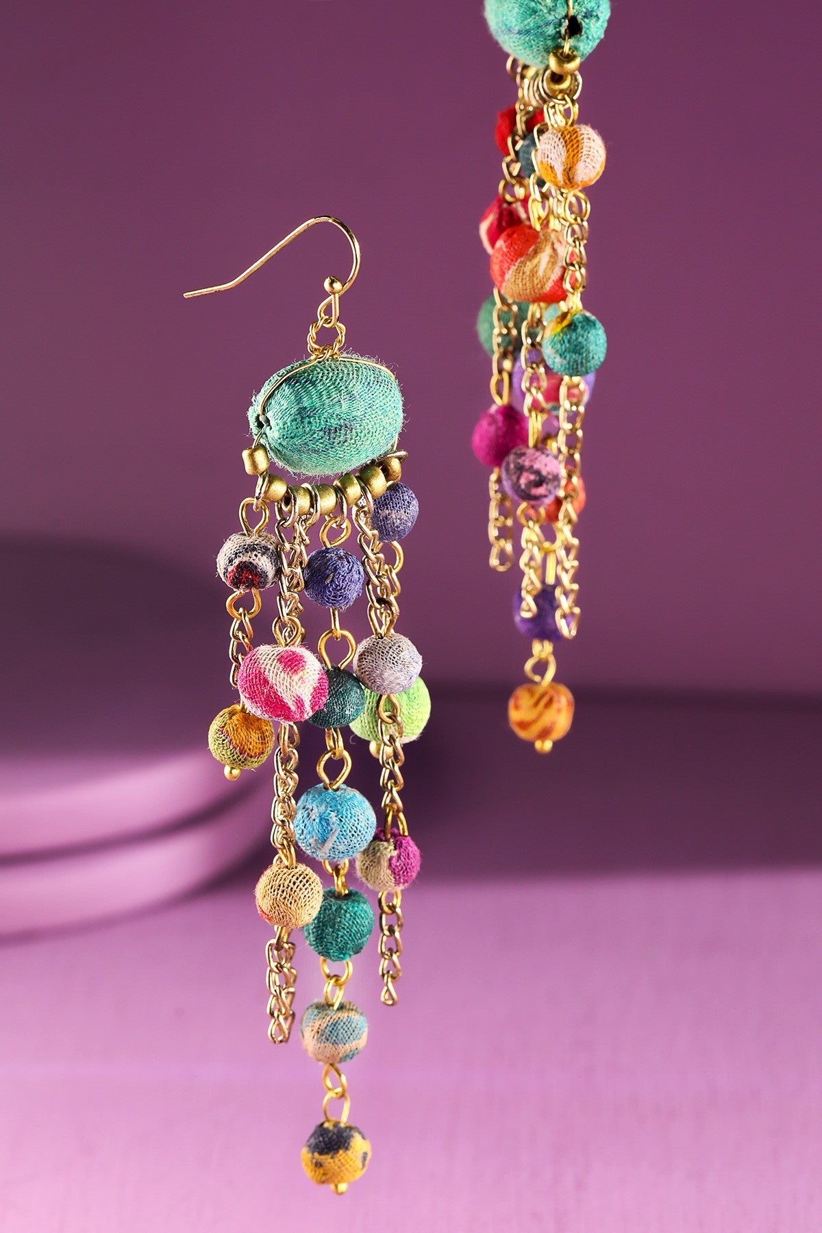 Multi Beaded Dangle Earrings - E048MU