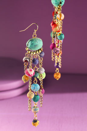 Multi Beaded Dangle Earrings - E048MU