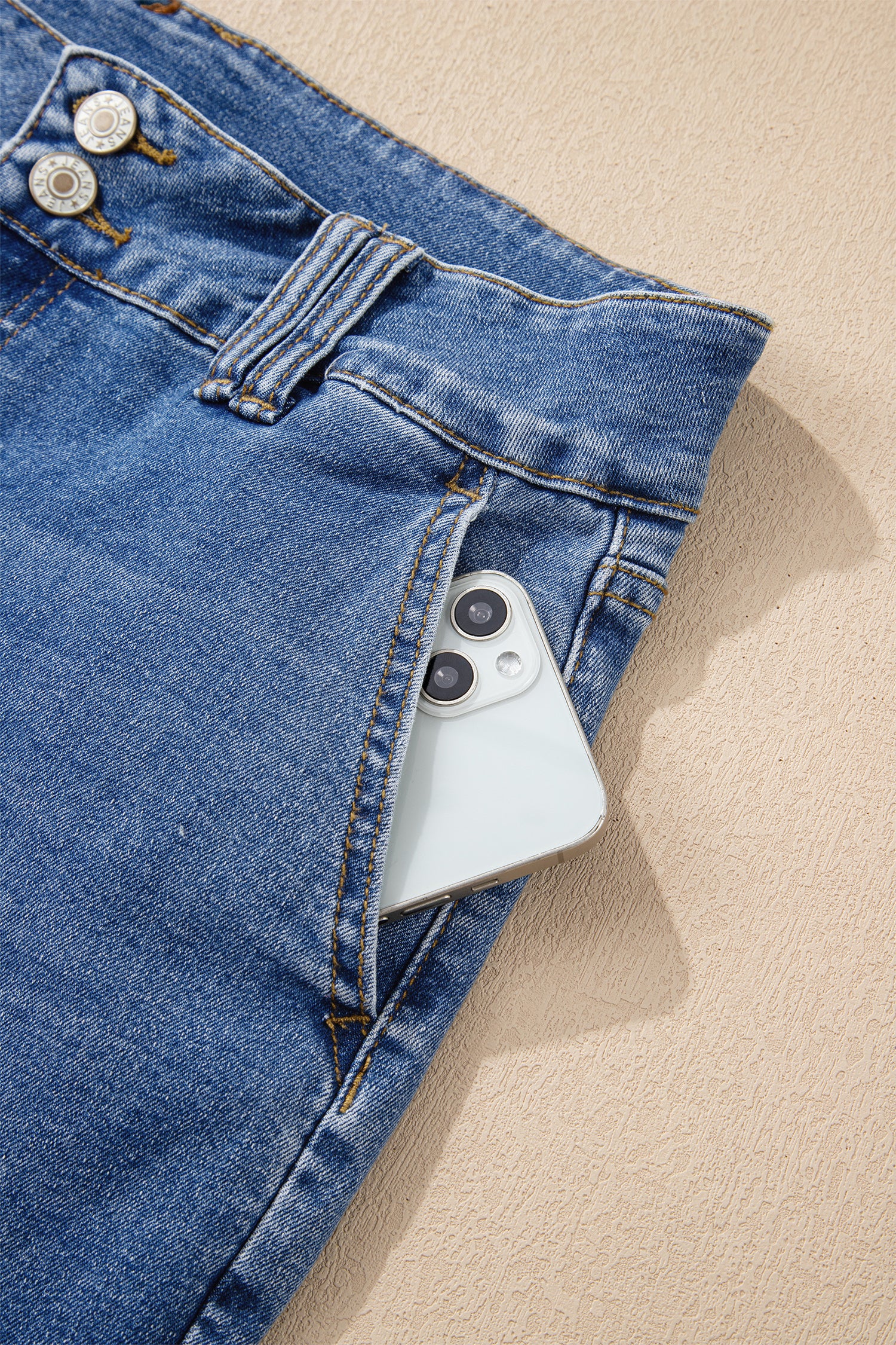 Madi Double Button Zip Fly Straight Leg Jeans