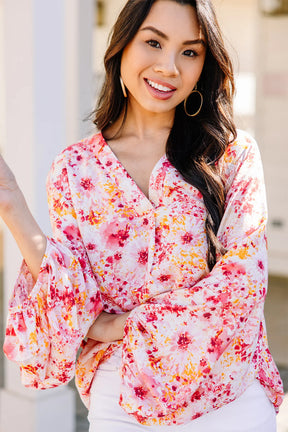 Best Reflection Floral Bubble Sleeve Top