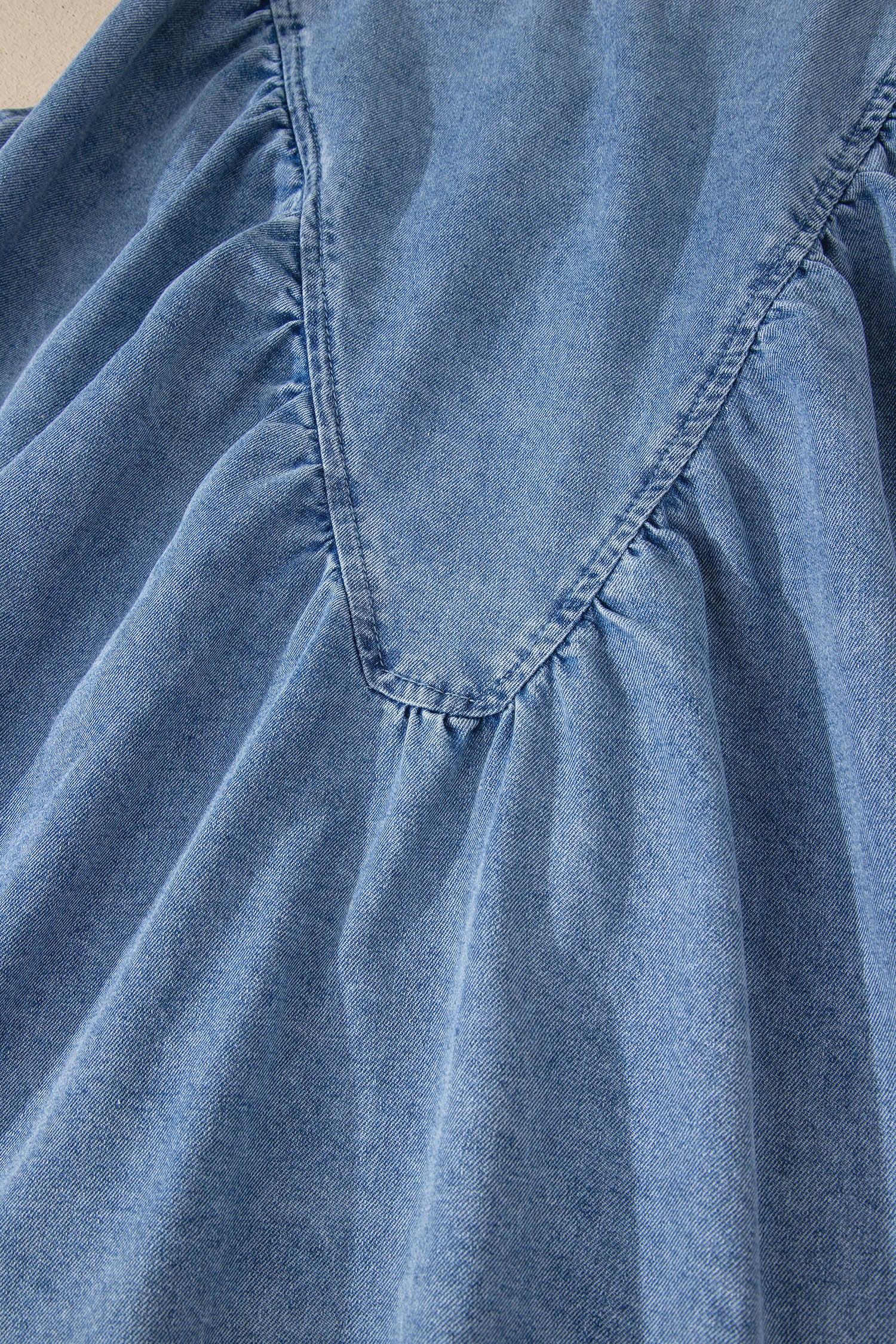 Just Like That Denim Pleated Top