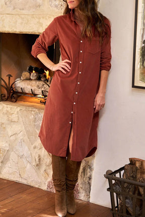 Crisp Autumn Days Corduroy Midi Dress