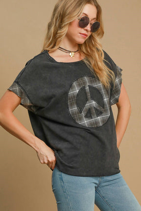 Inner Peace Black Applique French Terry Top