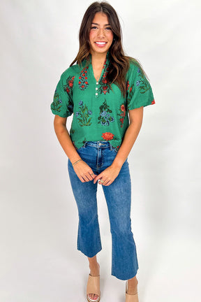 Destined For More Bright Green Floral Print Top