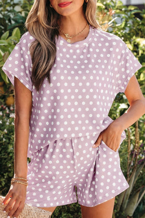 She's Got A Way Purple Polka Dot Top And Short Set