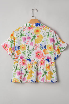 The Floral Edit Yellow Ruffled Sleeve V Neck Top