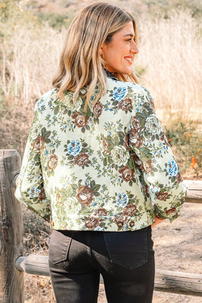 Wildflower Mist Floral Print Zip Up Jacket