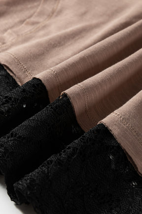 Lost In Lace Beige Sheer Lace Patchwork Top