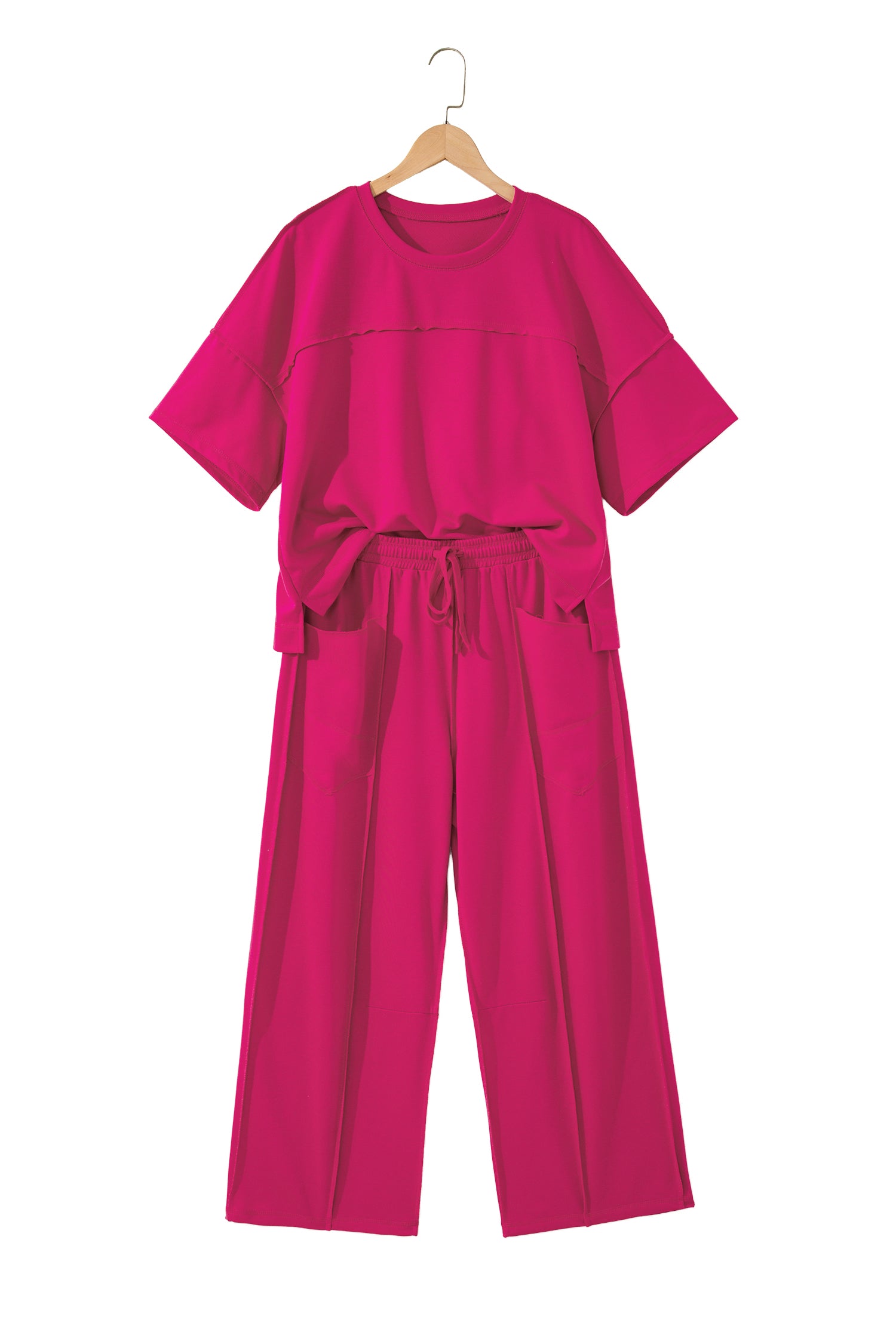 Here For It Rose Red Top and Barrel Pant Set