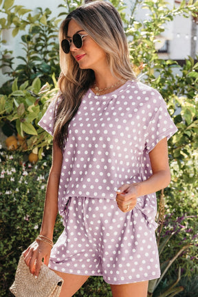 She's Got A Way Purple Polka Dot Top And Short Set