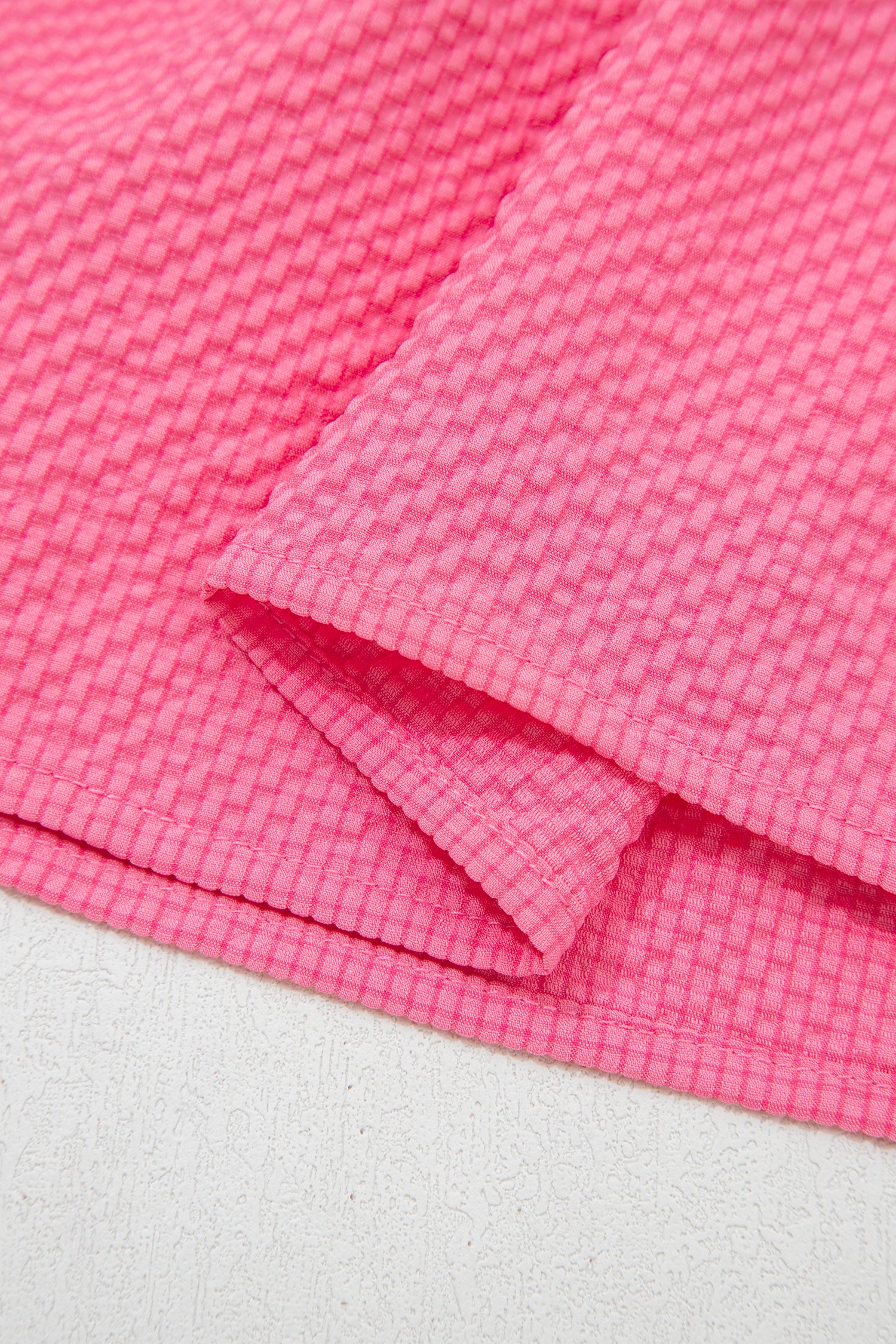 Pink All Day Embroidered Puff Sleeve Textured Top