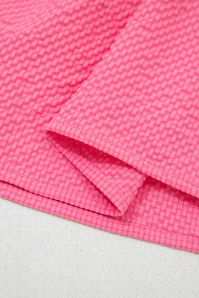 Pink All Day Embroidered Puff Sleeve Textured Top