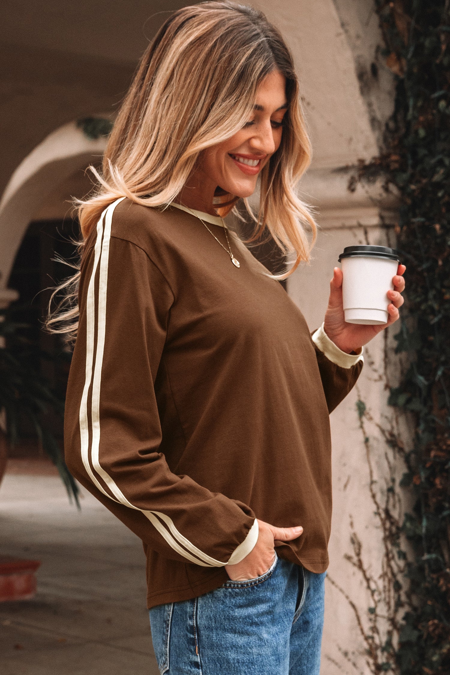 Brown Eyed Girl Striped Accent Top