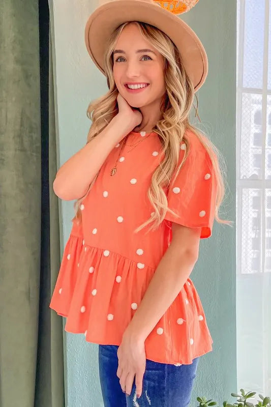 Pom Pom Perfect Polka Dots Top - T11355CO