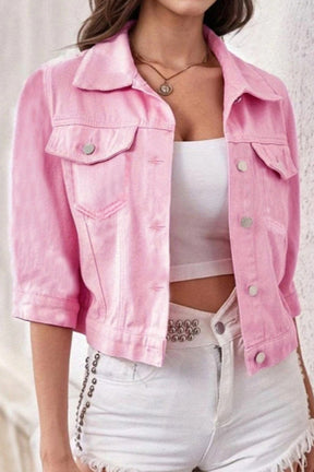 Fresh And Fly Pink Cropped  Denim Jacket - O5802PK