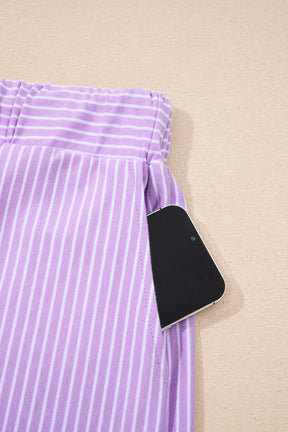 Let's Do This Purple Stripe Top And Shorts Set