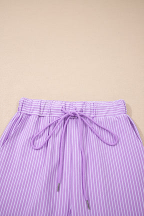Let's Do This Purple Stripe Top And Shorts Set