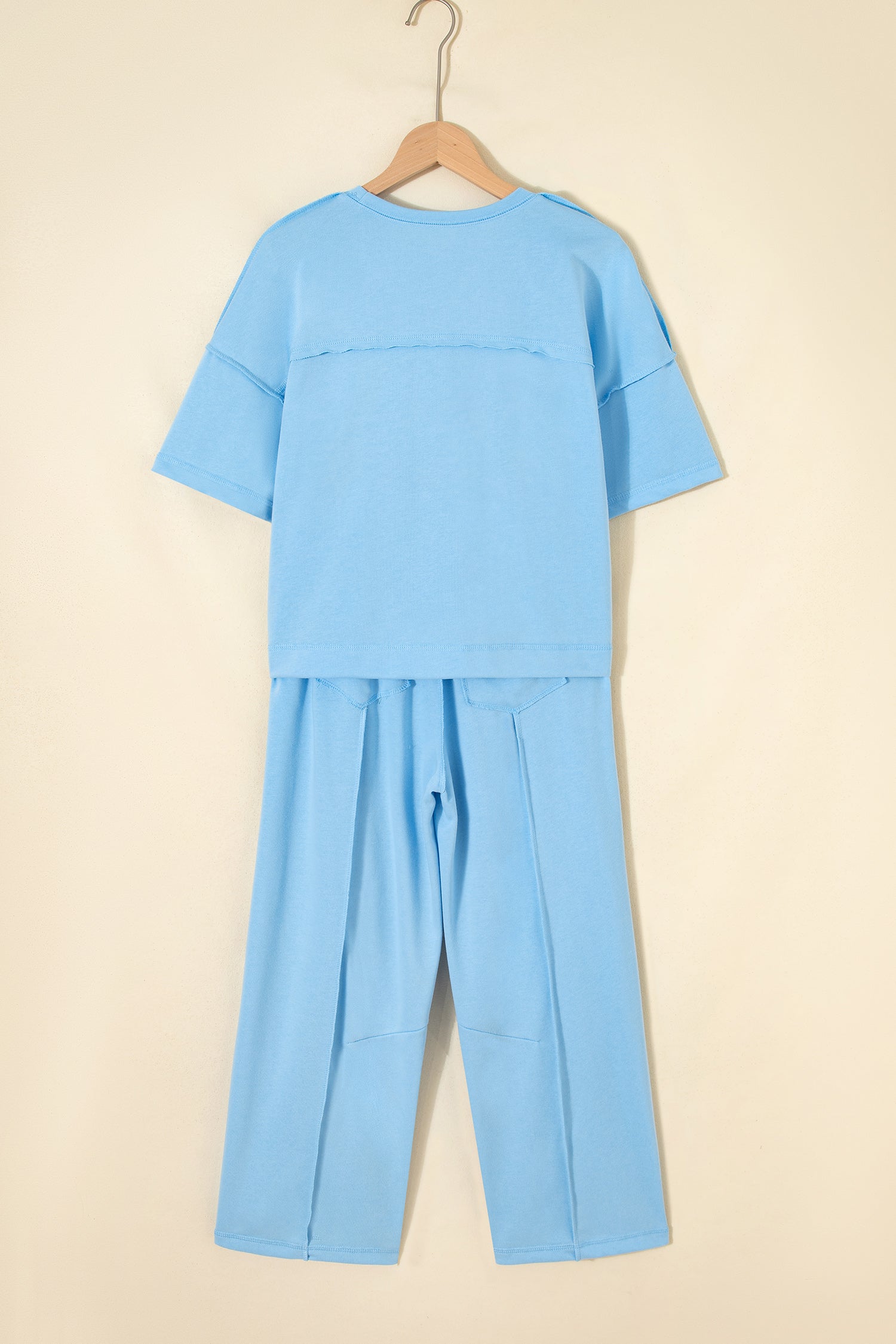 Here For It Sky Blue Top and Barrel Pant Set