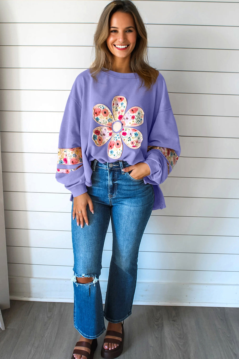 Floral Kisses Baggy Pullover Sweatshirt