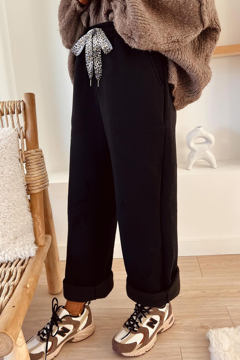 Comfort In Style Black Fleece Lined Elastic Waist Pant