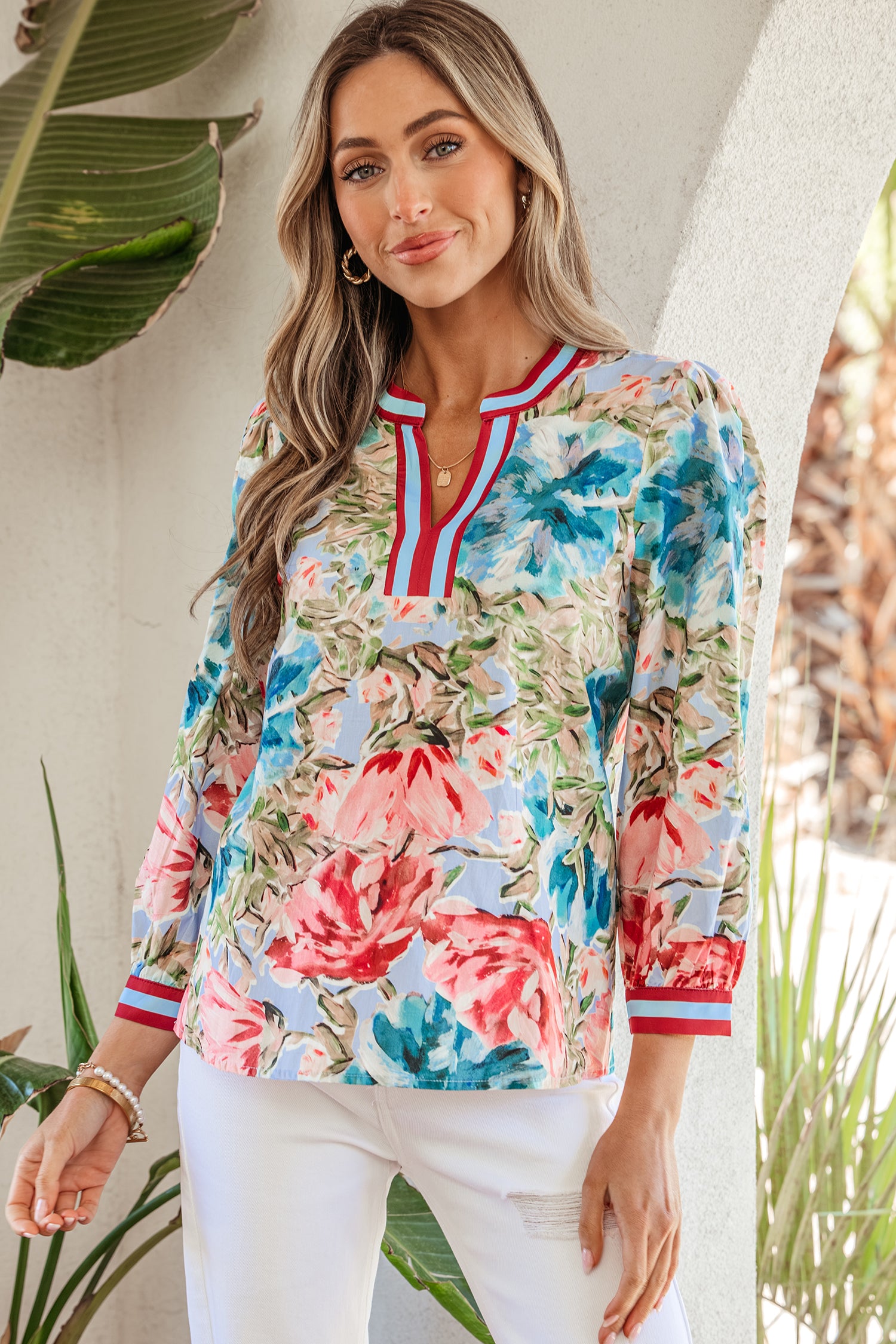 Bloom And Grow V Neck Floral Top