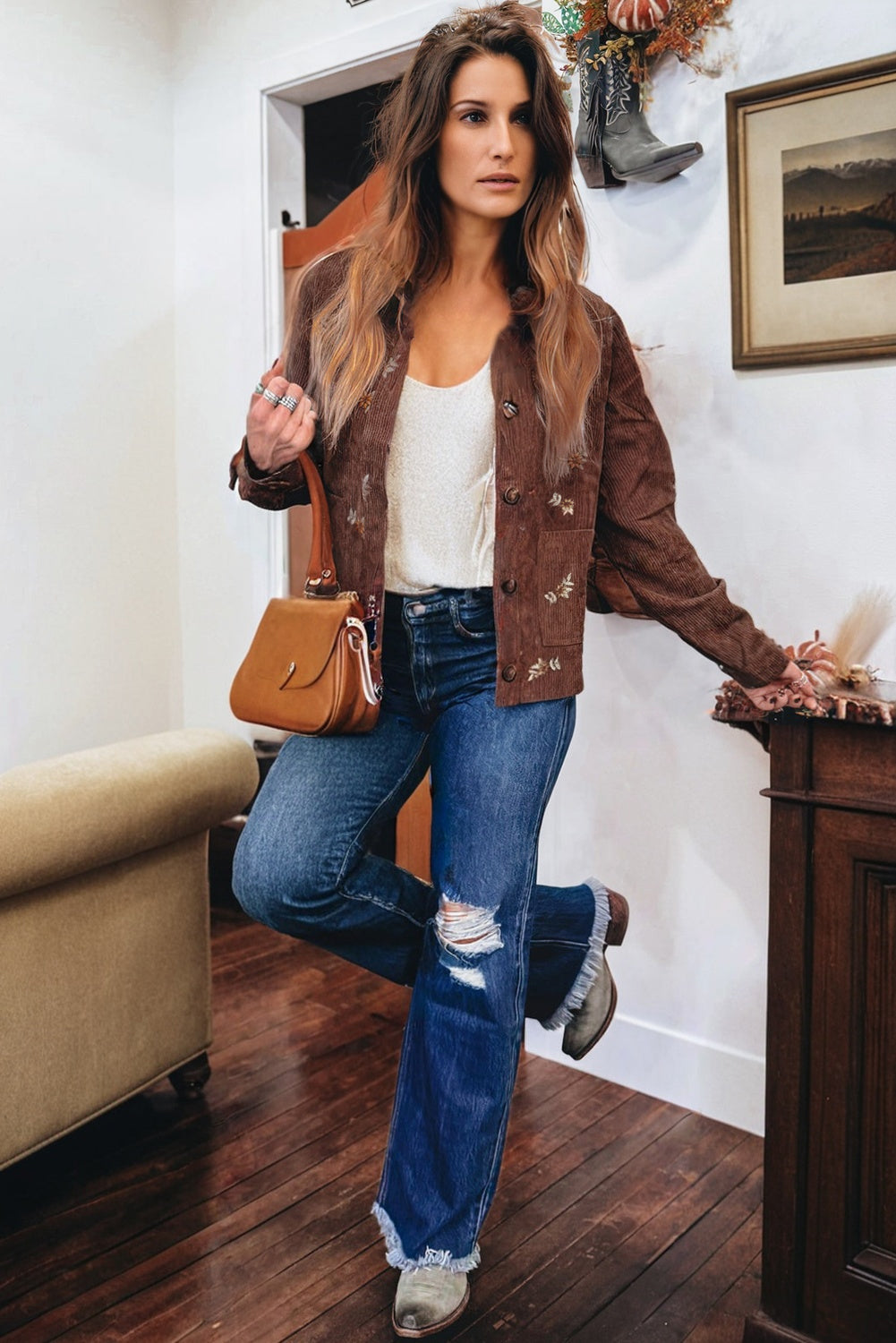 The Coffee Stitch Embroidered Corduroy Jacket