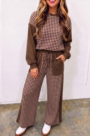 Gingham Style Top And Pant Set (5 Colors)