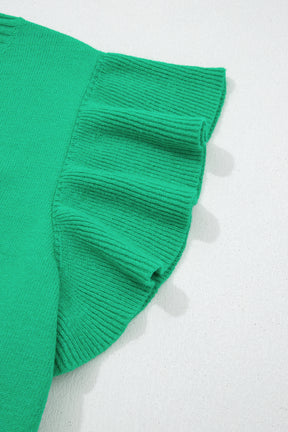 Daily Classic Green Ruffle Sleeve Top