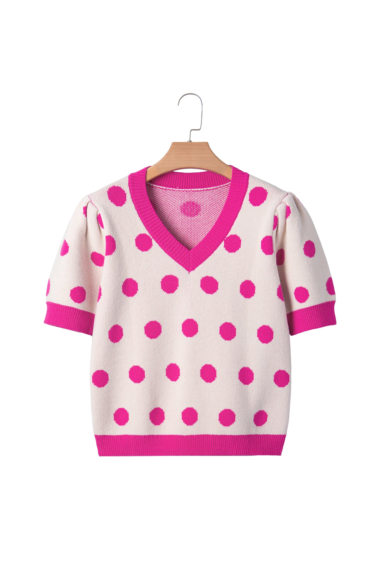 Haute Spot Pink Polka Dot Sweater Top