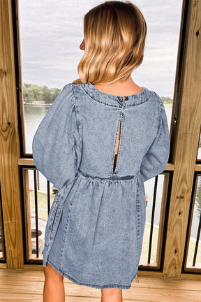 Chic In Denim Dress with Pockets