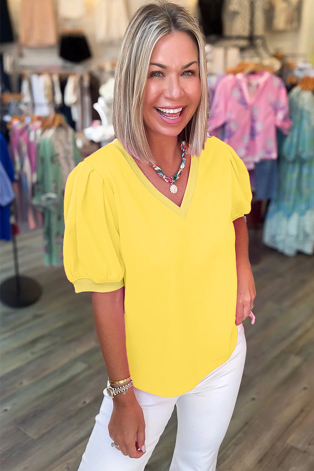 Glam Girl Era Yellow Puff Sleeve Top