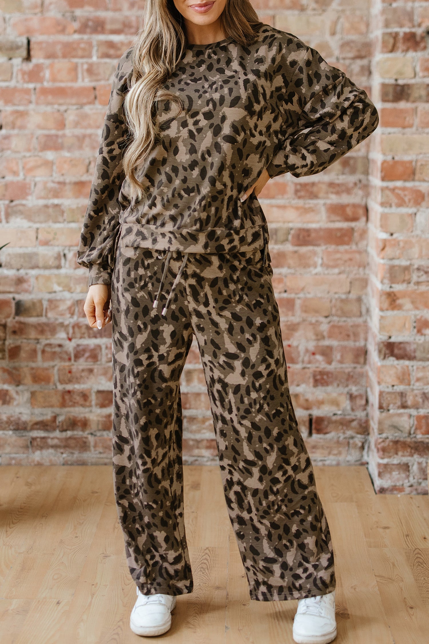 Lounge About Town Brown Leopard Set