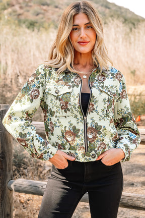 Wildflower Mist Floral Print Zip Up Jacket