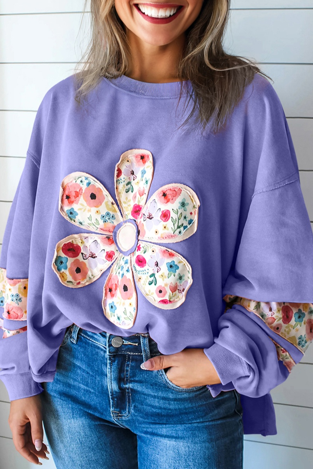 Floral Kisses Baggy Pullover Sweatshirt