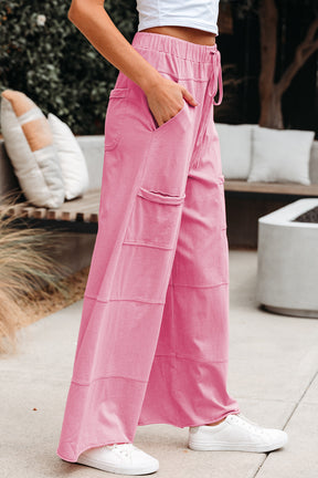Running To You Bonbon Mineral Wash Wide Leg Cargo Pants