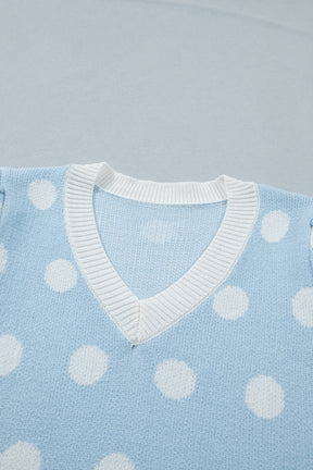 Haute Spot Blue Polka Dot Sweater Top