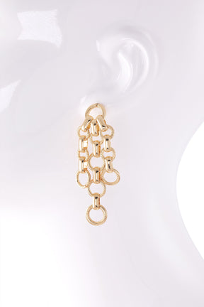 Textured Link Cascade Earrings - E057GO