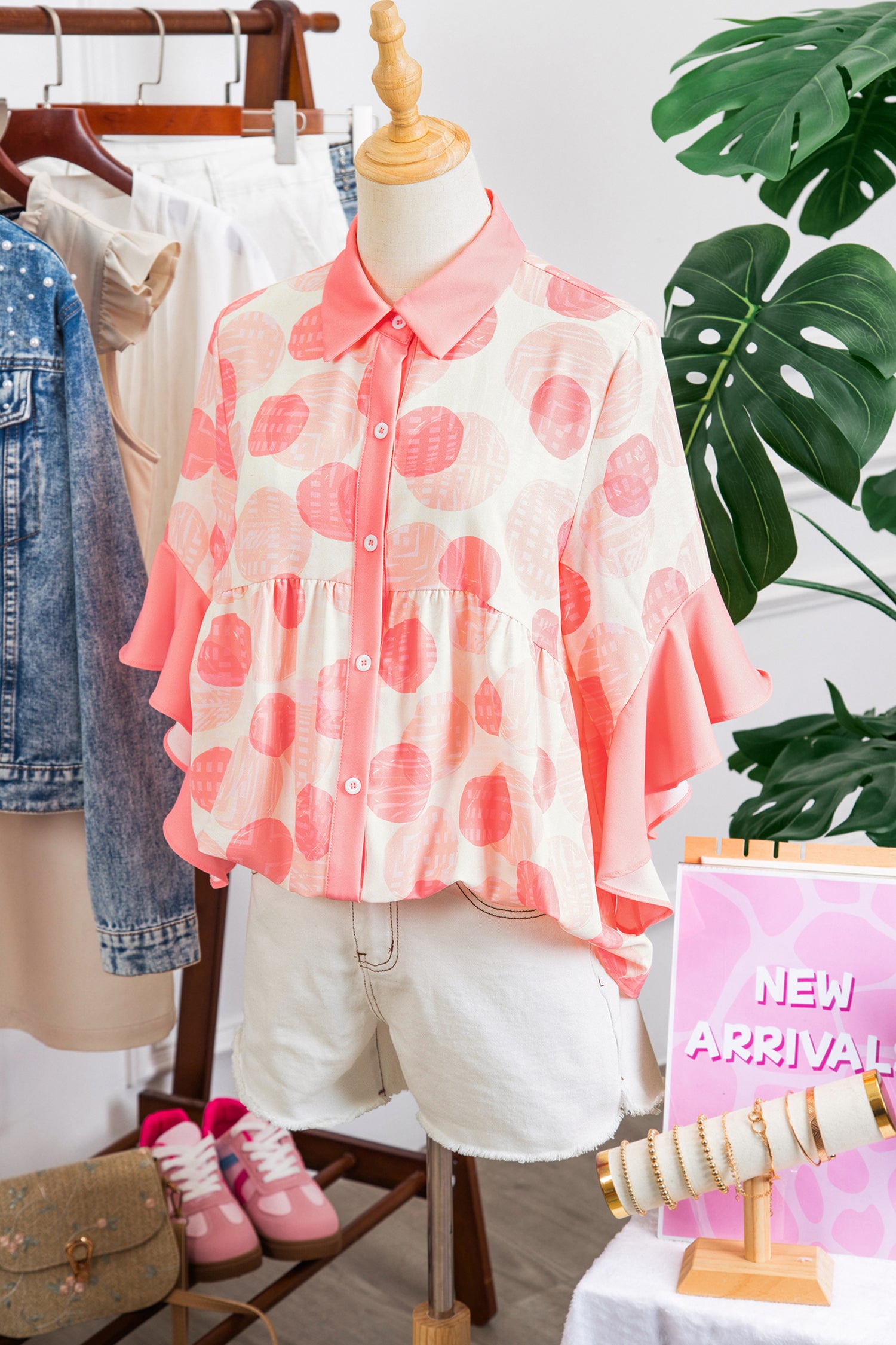 Glamour Girl Pink Polka Dot Top