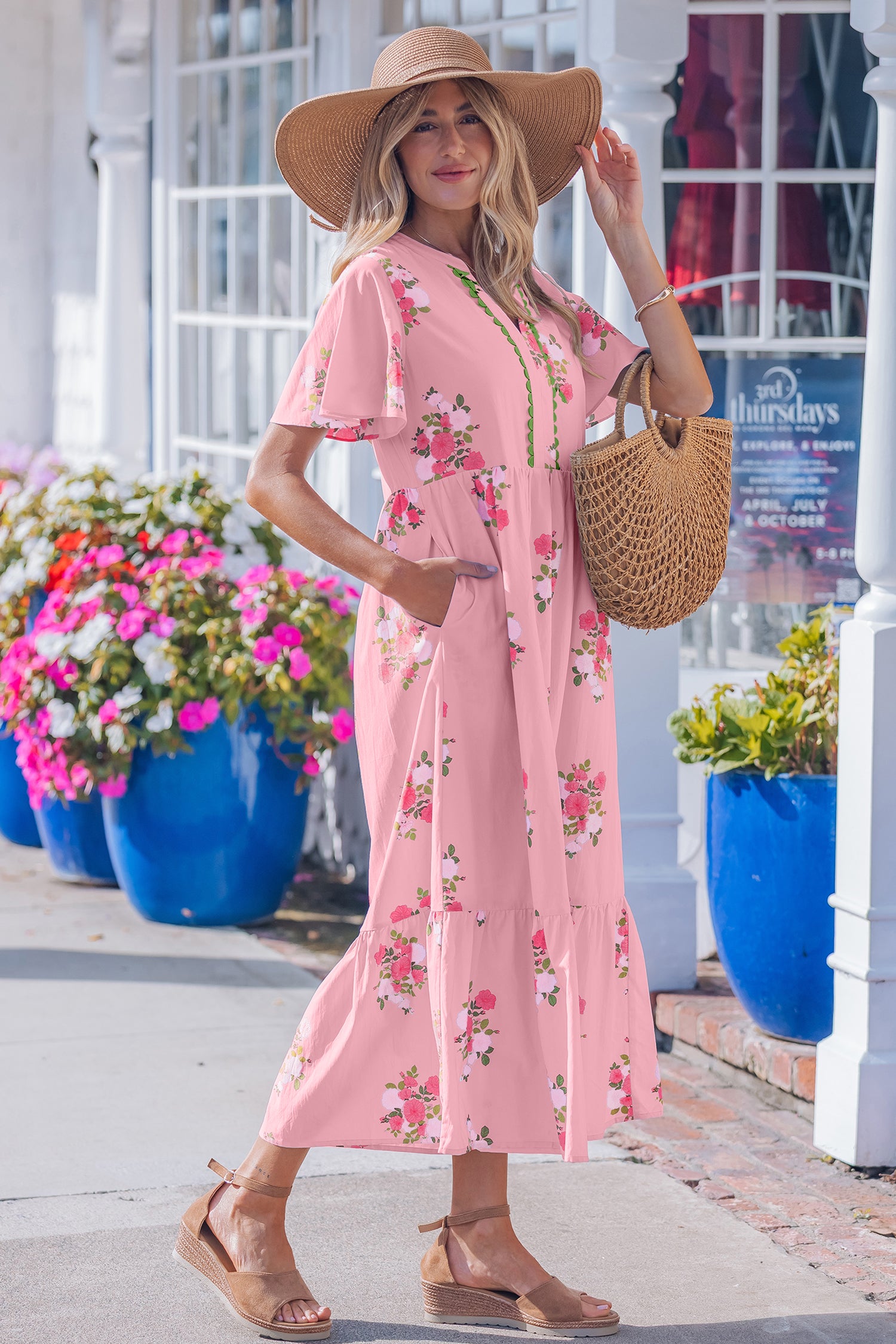 getaway maxi dress Resort Getaway Pink Floral Print Maxi Dress Pink / M