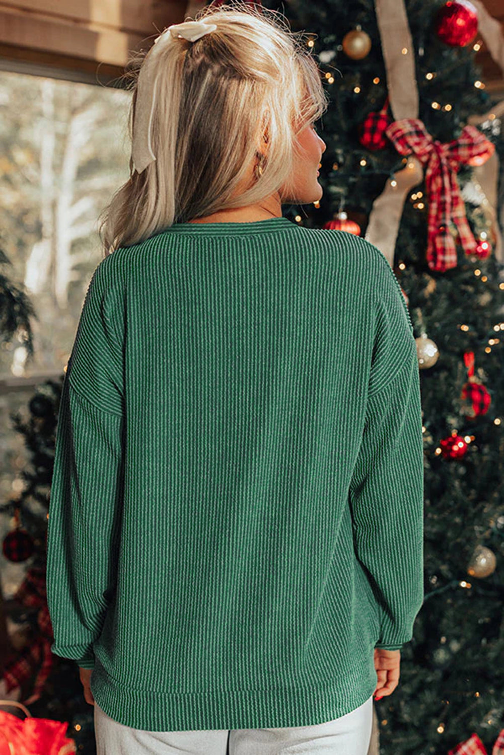Green Ribbed Merry Top