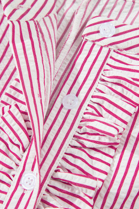 Country Charm Red Stripe Frilled Detail Dress