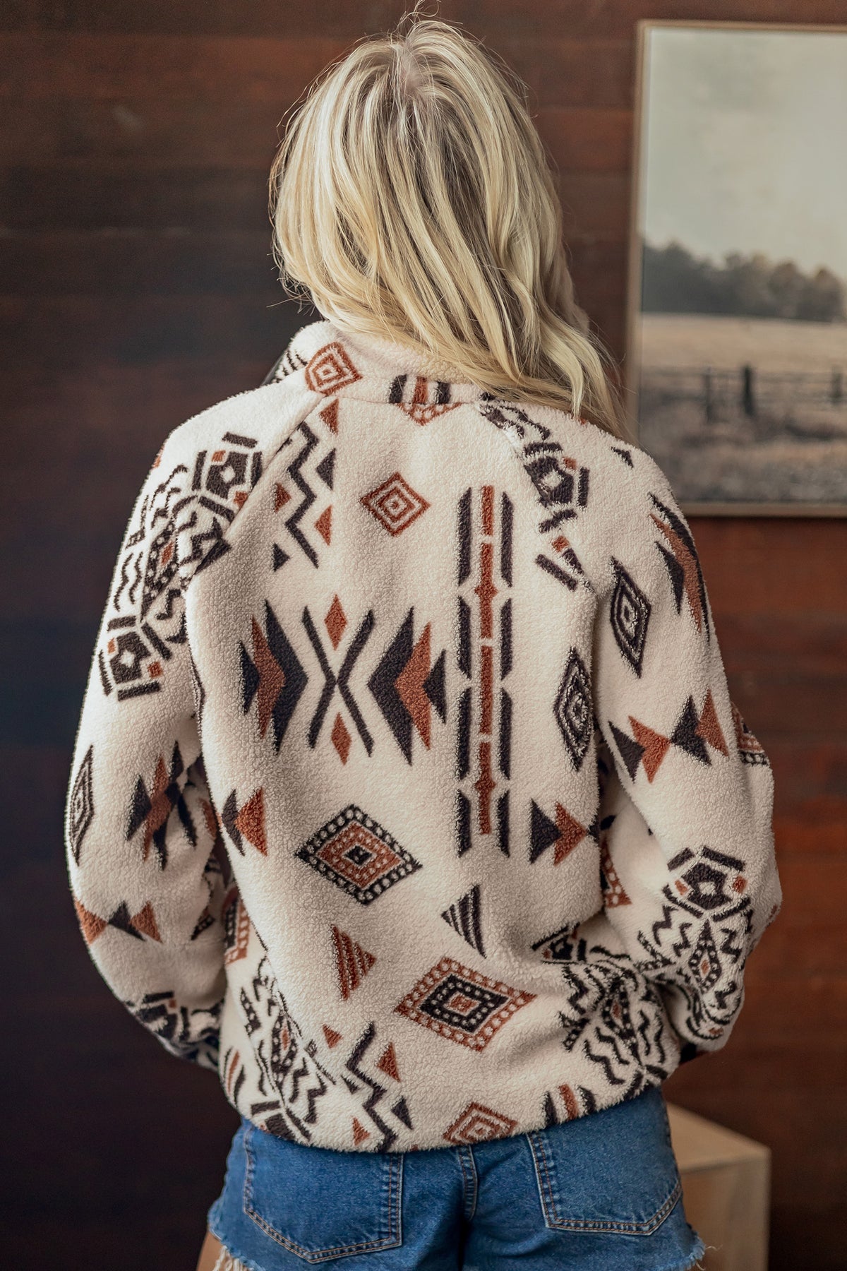 Mountain Getaway Geometric Print Jacket